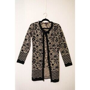 Gottardi italy M womens cardigan sweater jacket floral black brown merino blend